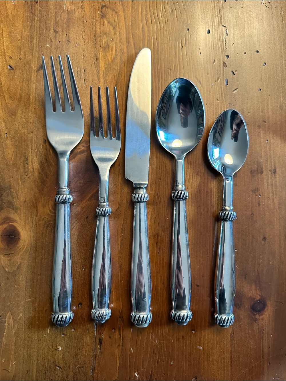Pottery Barn Twist Flatware 5 Pc Set 18/8 Place Setting Fork Knife Spoon Dessert